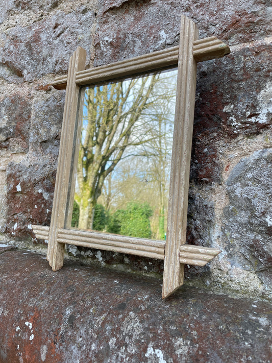 French Antique Mirror in a Tramp Art Frame