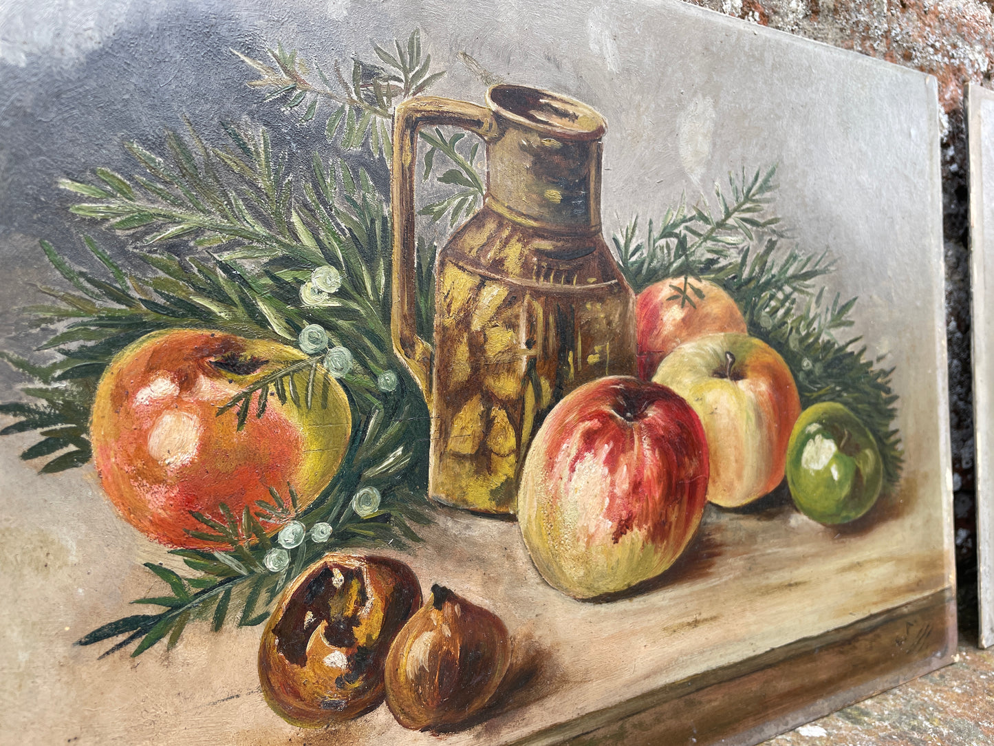 Pair of Apple & Pear Still Life Paintings by E Annett