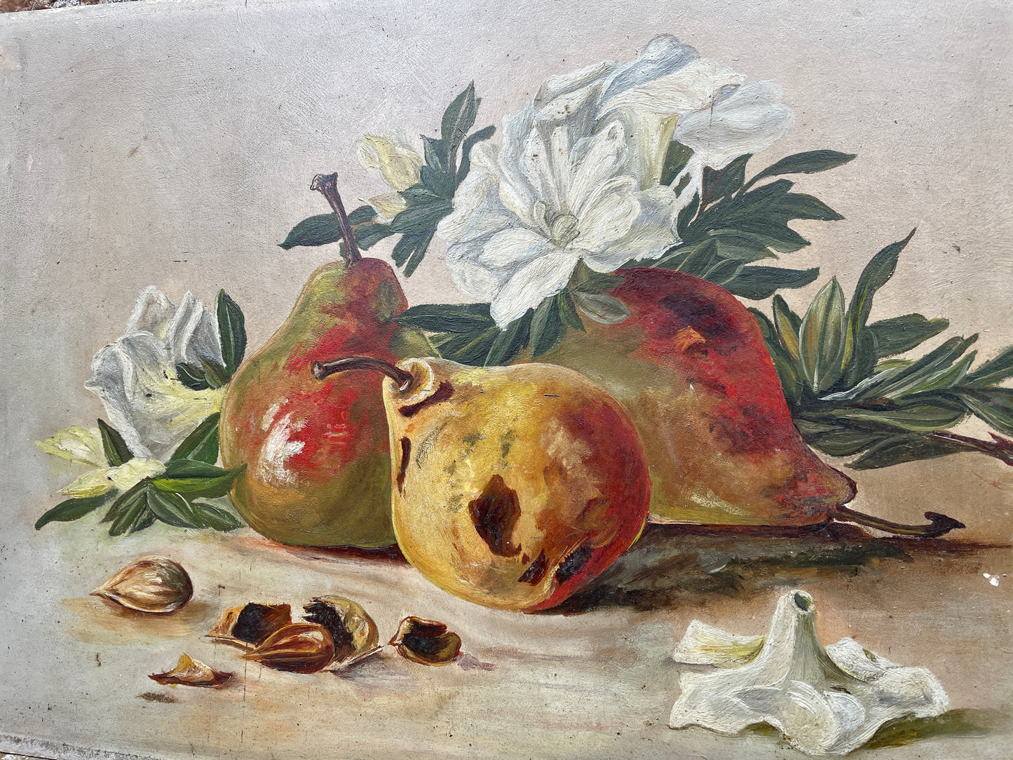 Pair of Apple & Pear Still Life Paintings by E Annett