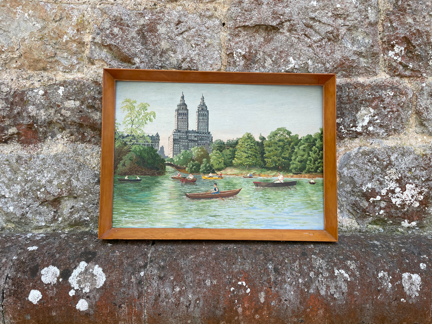 Rowing in Central Park Original Oil Painting