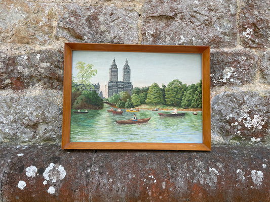 Rowing in Central Park Original Oil Painting