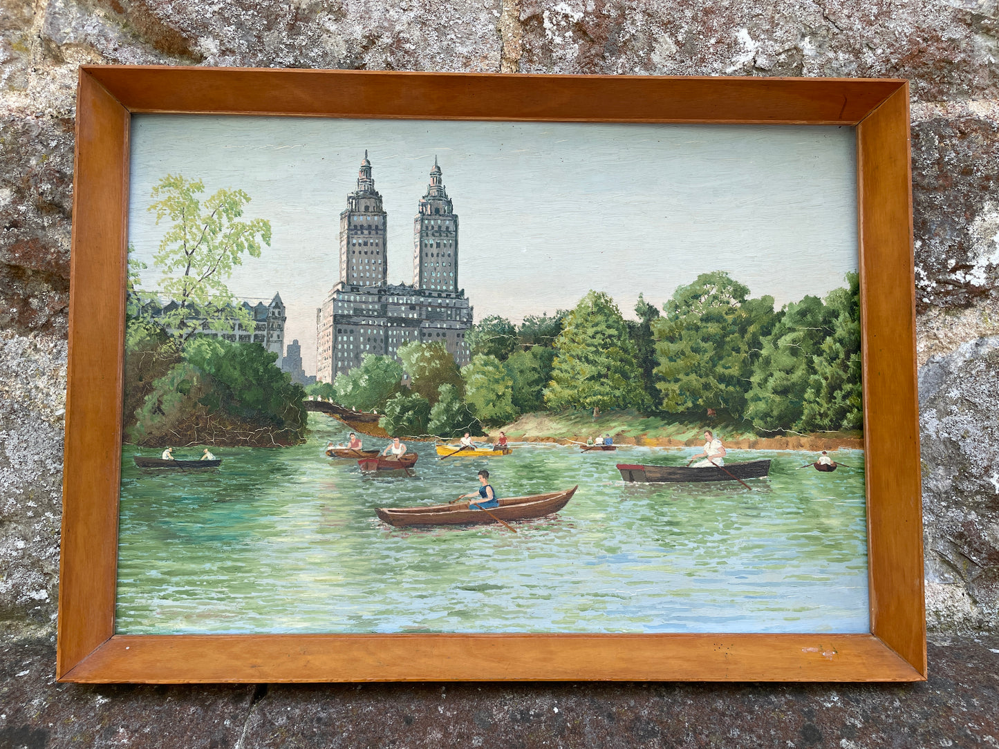 Rowing in Central Park Original Oil Painting