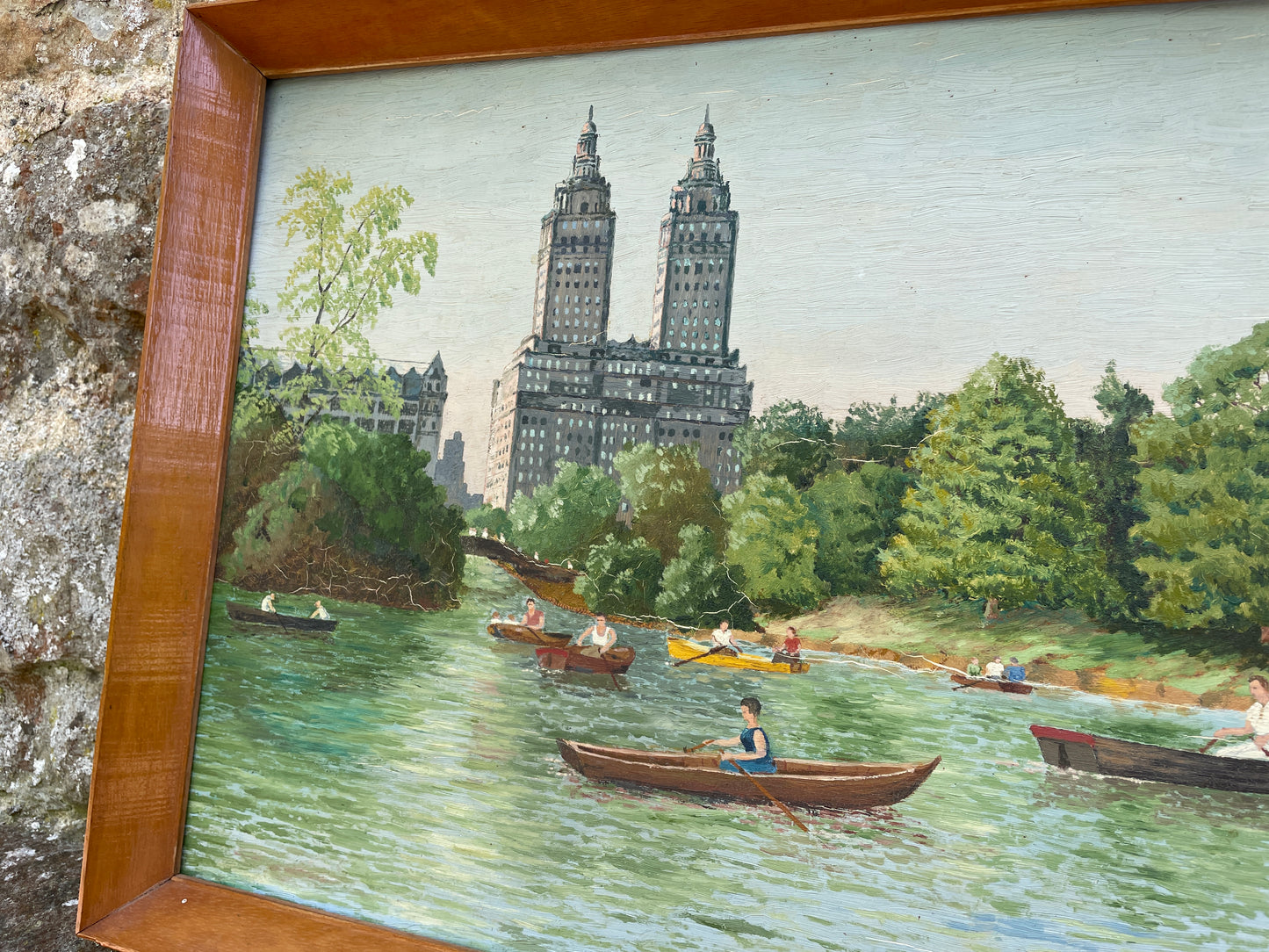 Rowing in Central Park Original Oil Painting
