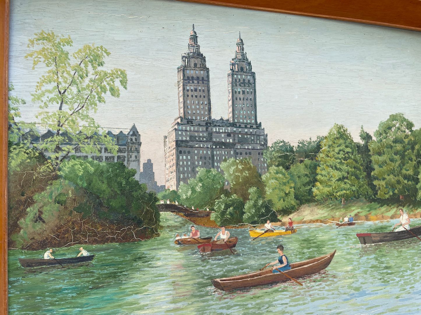 Rowing in Central Park Original Oil Painting
