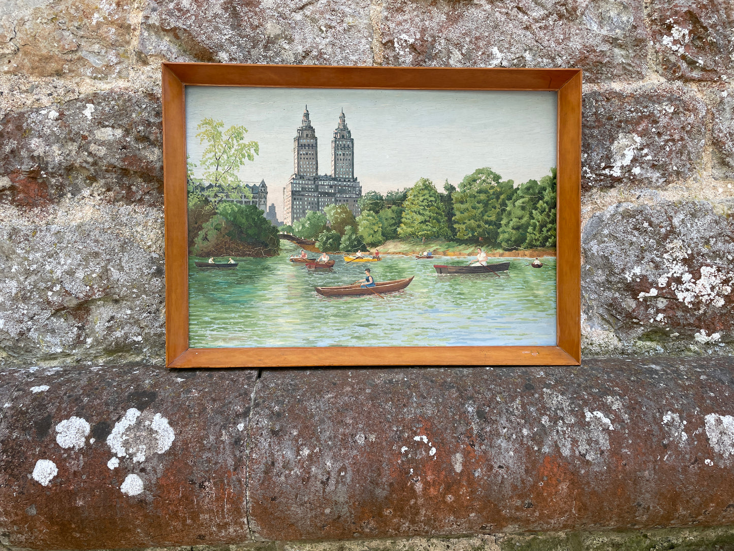 Rowing in Central Park Original Oil Painting