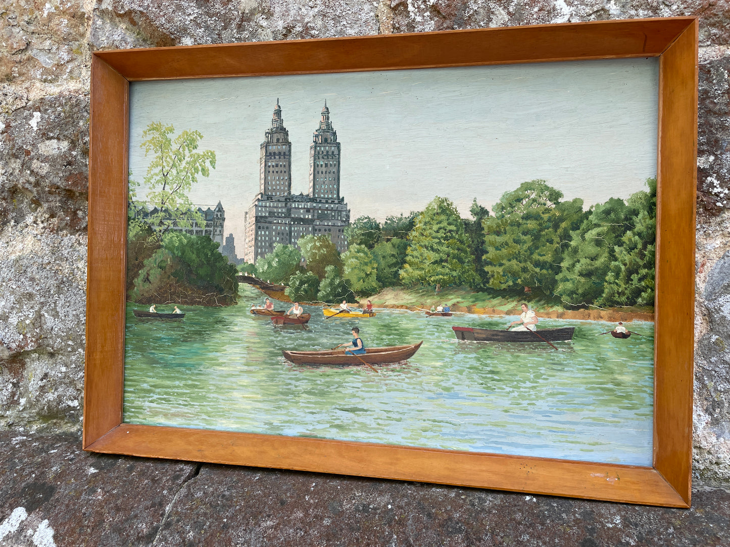 Rowing in Central Park Original Oil Painting